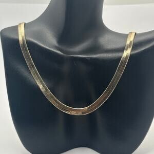 Vintage Gold Flat Herringbone Icing Chain Necklace